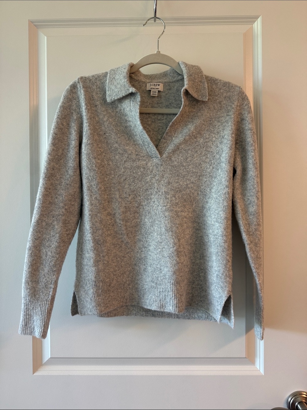 J. Crew Light Gray Collared V-Neck Sweater